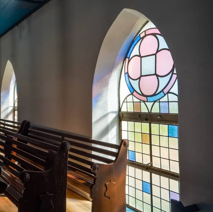 Window in balcony of church