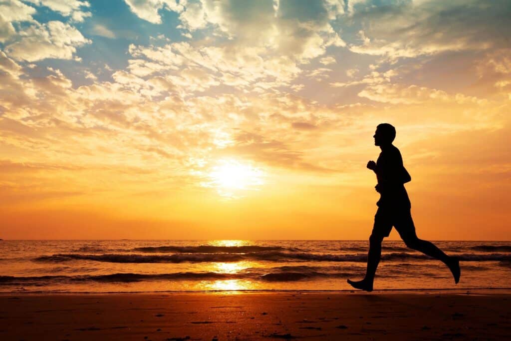 running on a beach